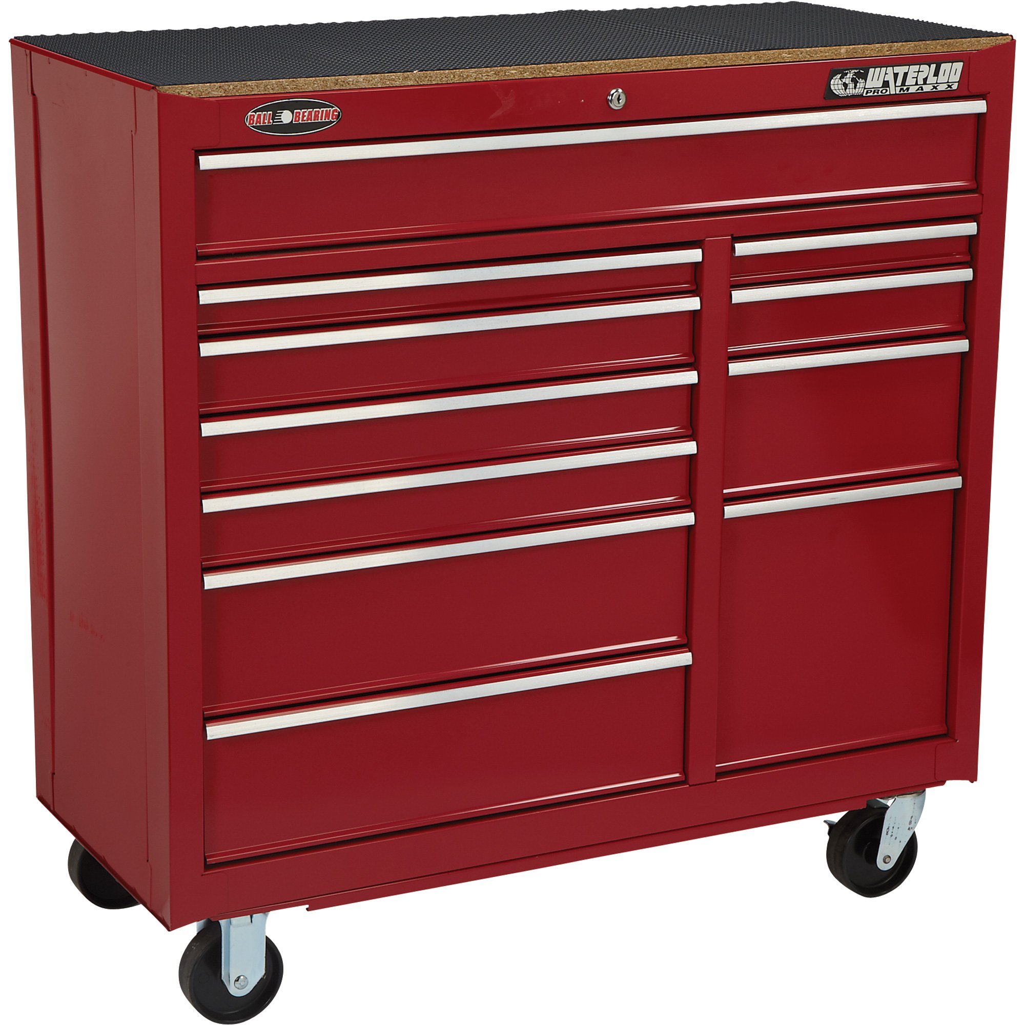 Waterloo 41in. 11-Drawer Bottom Rolling Tool Cabinet — Red